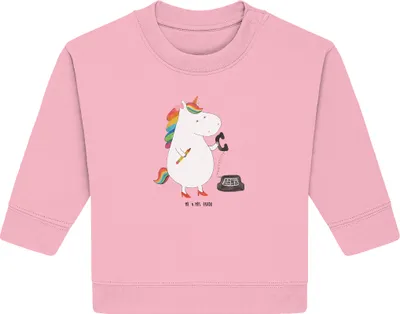Produktbild von Mr. & Mrs. Panda Organic Baby Pullover Einhorn Sekretärin 6. - 12. Monat - Baumwolle Pink - Geschenk, Unicorn, Büro, Bullover, Steuerbüro, Einhörner