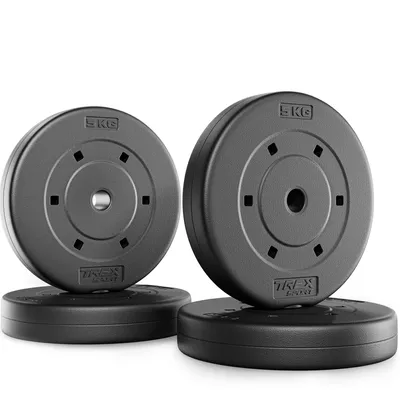 Produktbild von TREX SPORT Hantelscheiben Set 20kg (4x5kg) TX-020BS | Kunststoff Gewichtsscheiben Ø27mm | Fitness Scheiben, Gewichte für Hantel, Hantelgewichte