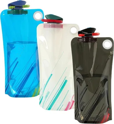 Produktbild von Trinkflasche Faltbare Trinkflasche, 1000 ml, wiederverwendbare Trinkflasche, BPA-frei, mit Clip, Festival, flexibler Trinkbeutel für Wandern, Abenteue