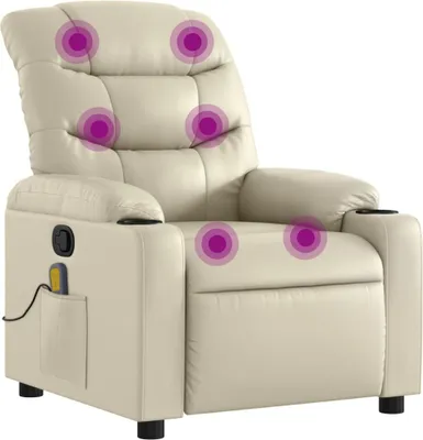 Image de vidaXL Fauteuil de massage avec fonction relax, similicuir, crème
