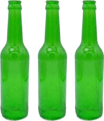 Produktbild von 3er- Set: Bruchglas-Bierflaschen aus Isomalt-Zucker (CrashGlass | Stuntglas) -grün