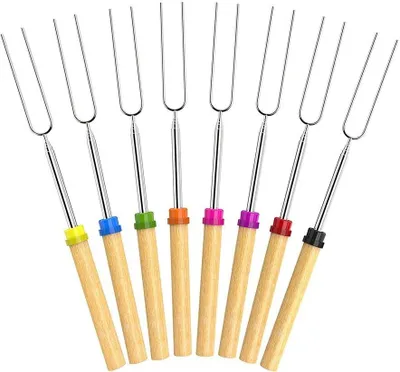 Produktbild von Marshmallow Roasting Sticks, Set von 8 Teleskop Grillspieße Smores Spieße für Lagerfeuer, Marshmallows u. Stockbrot, Hot Dog