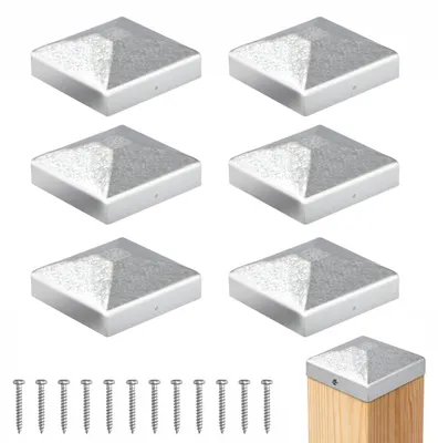 Produktbild von Pfostenkappen aus Kunststoff, 7x7 cm, 6 Stück, mit Schrauben, für Holzpfosten