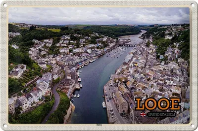 Produktbild von Blechschild Städte Looe Enlgand United Kingdom Town 30x20cm
