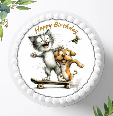 Produktbild von Für die Geburtstags Torte ein Tortenaufleger, Zuckerbild mit dem Motiv: Fellnasen, Essbares Foto für Torten, Fondant, Ø 20cm, 2402z
