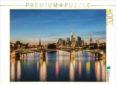 Produktbild von CALVENDO Puzzle Skyline Frankfurt und Ignatz-Bubis-Brücke 2000 Teile Puzzle quer | 2000 pieces, finished size 35.4 × 26.4 in (90 × 67 cm) | Photo puzzle for happy hours
