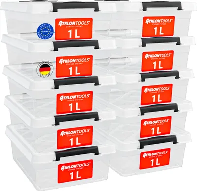 Produktbild von ATHLON TOOLS 10x 1L Aufbewahrungsboxen mit Deckel klein