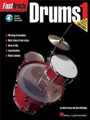 Immagine prodotto di Fasttrack Drums Method Book 1 Beginner Drum Lessons Songbook with Online Audio Hal Leonard Drum Sheet Music Book Learn to Play Drums with Play-Along Tracks