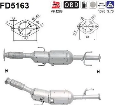Produktbild von AS FD5163 Dieselpartikelfilter Rußpartikelfilter DPF für NISSAN NV200 / Evalia Bus Abgasanlage Diesel