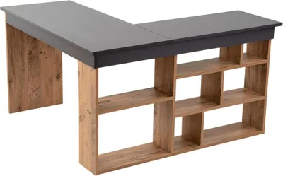 Produktbild von CALICOSY -  Winkelschreibtisch mit 8 seitlichen offenen Staufächern L130 cm - ORGANIS
