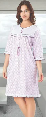 Zdjęcie produktu dla Koszulka nocna damska Piżama Biała L-XL Długa bielizna nocna z wzorem A-69