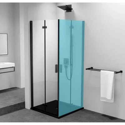 Produktbild von ZOOM BLACK Duschfalttür 900 mm, Links, Klarglas