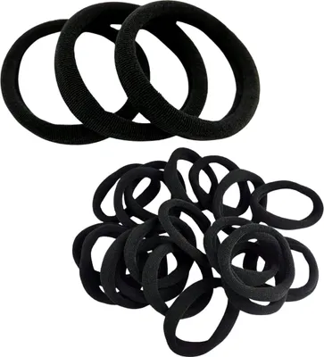 Produktbild von 50 Stück gerade schwarze elastische Haarbänder