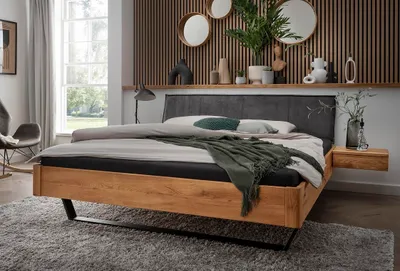 Produktbild von Doppelbett 'Mona V' 180x200cm Wildeiche geölt
