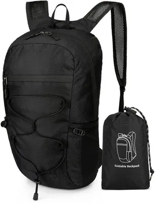 Image de Sac à dos portable et imperméable, sac à dos multifonctionnel pour les activités de plein air, le sport, les voyages, la randonnée, le camping et les balades à vélo, noir