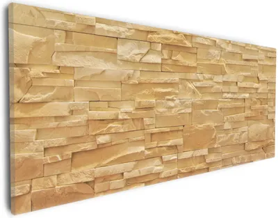 Produktbild von Wallario Premium Leinwandbild Steinwand gelb-orange in Größe 30 x 75 cm