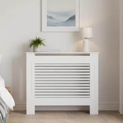 Obrázek produktu pro WISFOR Kryt radiátoru Kryt radiátoru s policí Kryt radiátoru Horizontální Lamell White, M:111x19x92cm
