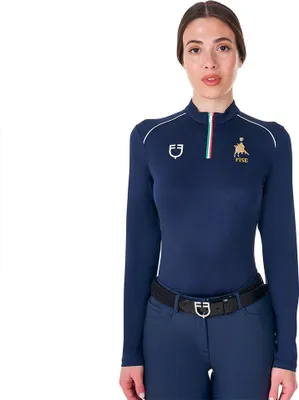 Produktbild von Equestro Fise Technical Training Langarm-poloshirt Für Damen Blau M Blau M