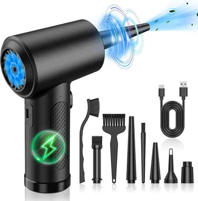Produktbild von Elektrische Staubgebläse, Kabelloser Handstaubsauger & Luftbläser – 3-stufig, 91.000 RPM, Wiederaufladbar, PC & Auto, Schwarz
