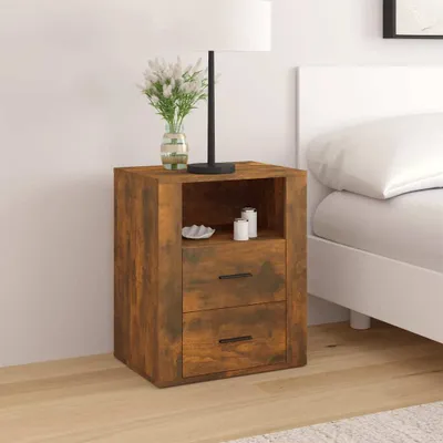 Image de vidaXL Table de nuit chêne fumé 50x36x60 cm bois composite