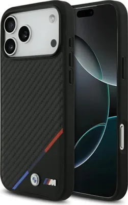 Zdjęcie produktu dla Etui Bmw M Carbon Tricolor Line Magsafe Na Iphone 17 Pro Max - Czarne