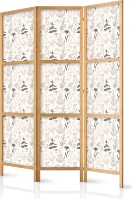 Obrázek produktu pro Japonský květinový paraván 135x172 cm 3dílný černý