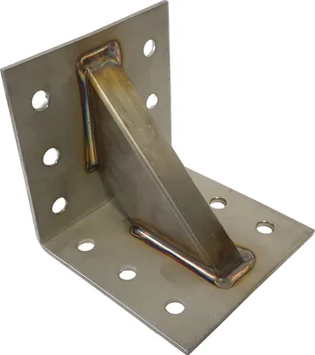 Produktbild von V2A Edelstahl Winkel 10x10x10cm verstärkt Holzverbinder 3mm stark