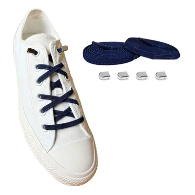 Produktbild von Elastische Schnürsenkel mit Clips - Schnürsenkel: Blau Navy | Verschluss: Silber
