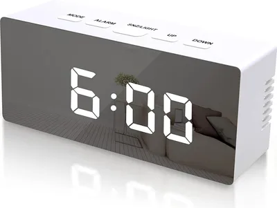 Produktbild von INF Digitaler LED-Wecker mit Spiegeloberfläche Weiß