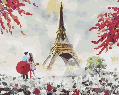 Produktbild von Zuty - Malen nach Zahlen - EIFFELTURM UND FRAU MIT BLUMEN, 40x50 cm, mit Keilrahmen (bereits gespannt)