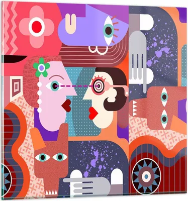 Produktbild von Bilder auf glas - Abstraktion modern - 40x40cm - Glasbilder - Wandbilder - Kunstdruck - zum Aufhängen bereit - Wanddekoration aus Glas - Glas Bilder - Wandbild auf Glas - Einteilig - GAC40x40-3984