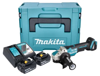 Obrázek produktu pro Akumulátorová úhlová bruska Makita DGA 520 RGJX1 18 V 125 mm X-LOCK Brushless + 2x akumulátor 6,0 Ah + nabíječka + Makpac
