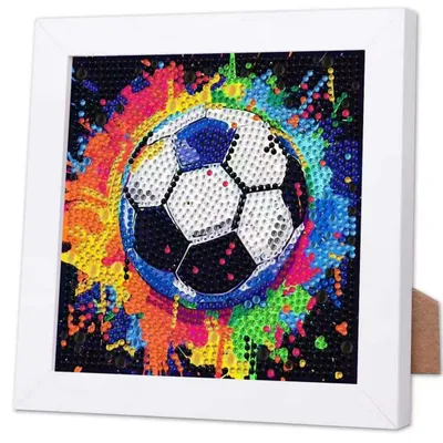 Image de Kit de peinture diamant sur le thème du football - avec cadre - Kit créatif pour adolescents