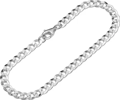 Produktbild von Armband 925 Silber diamantiert 19cm Panzerkette flach gedreht Herren Armkette