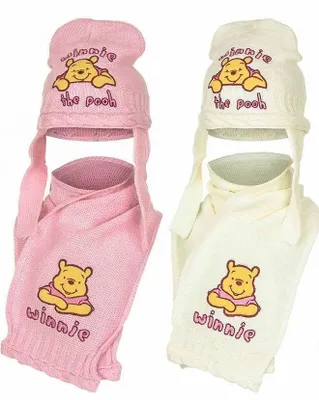 Produktbild von Disney Baby Gr. 46 9-12 Monate Winnie the Pooh Mütze Schal Babymütze Set 2-tlg weiß