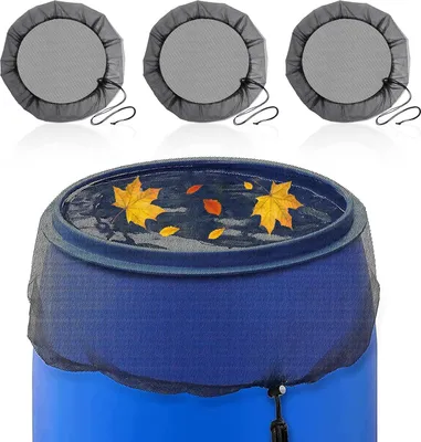 Produktbild von 3-teiliges Regentonnennetz: Schutznetz mit Kordelzug, Wassertank-Abdeckung, verstellbar, Schutznetz schützt vor Laub und Mückenlarven – Durchmesser 80 cm