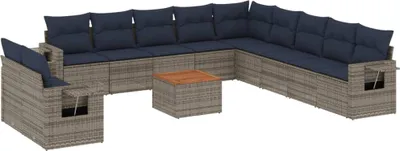 Produktbild von 12-teiliges Gartensofa-Set mit Kissen, grau, Polyrattan