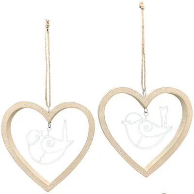 Produktbild von Fensterdeko hängende Frühlingsdeko Herz Holz 2er Set