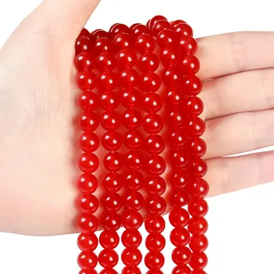 Produktbild von Karneol Perlen - 100 Stück zum Auffädeln - Schmuckherstellung - 6 mm Steinperlen mit Loch
