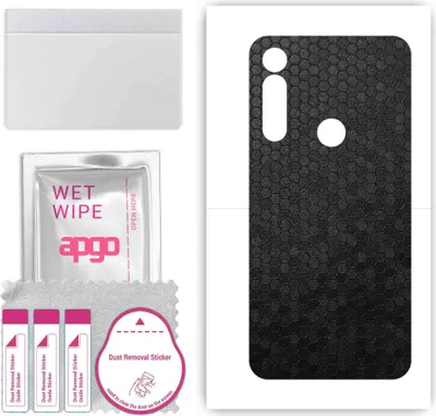 Produktbild von apgo Rückseite Schutzfolie, Skin, kompatibel mit Motorola Moto G Power, Hinten Displayschutzfolie aus Vinylfolie, kratzfest, einfache Montage - Schwarze Honigwabe