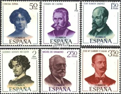 Produktbild von Briefmarken Spanien 1970 Mi 1882-1887 (kompl.Ausg.) postfrisch Schriftsteller