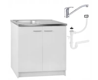Produktbild von Stamar Küchenschrank mit Spüle, weiß, 80 x 82 x 46 cm, anpassbares Wasserhahnloch