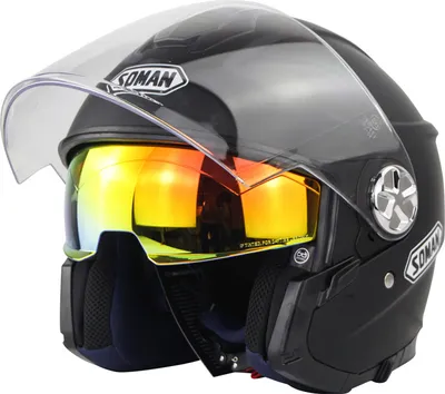 Obrázek produktu pro Motocyklová helma 3 / 4 Elektrická helemeta Dual Visor Half Face Matte černá _ L