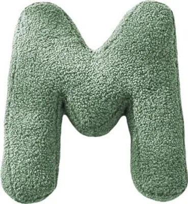 Produktbild von Grünes Buchstabenkissen 'M' 28x28 cm, weiches Kuscheltier mit Schlaufe zum Aufhängen
