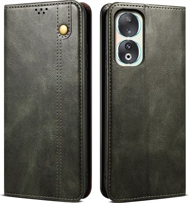 Produktbild von Honor 90 Hülle, Leder Flip Brieftasche Schutzhülle mit Standfunktion für Honor 90 Grün