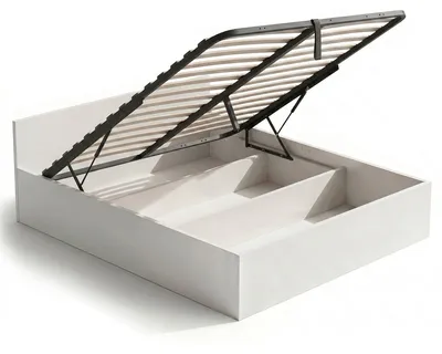 Produktbild von Bett mit Bettkasten 160x200 cm Metalllattenrost aufklappbar Weiß