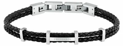 Immagine prodotto di Bracciale da uomo in pelle nera intrecciata T-Leather TJAXZ13