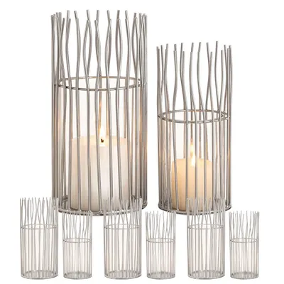 Produktbild von Windlicht 8-teilig Set 2 x 4 VE Kerzenhalter Teelichthalter Loft schwarz o. silber Kerzenständer silber