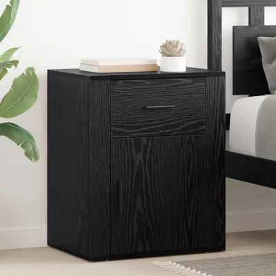Image de vidaXL Table de chevet noire aspect chêne 35 x 50 x 60 cm en aggloméré