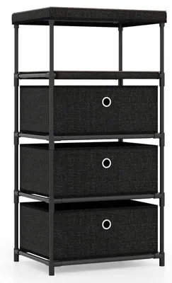 Produktbild von Sideboard mit 3 Schubladen und Holzplatte in Schwarz